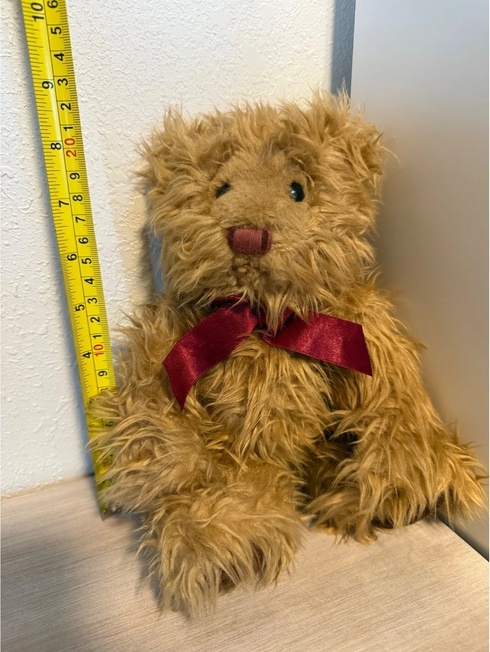 Russ Berrie Gregory Plush Teddy Bear with Burgundy Bow